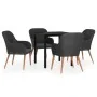 Juego de comedor de jardín 5 piezas con cojines negro von , Gartensets - Ref: Foro24-3099506, Preis: 453,85 €, Rabatt: %