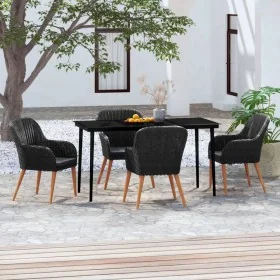 Juego de comedor de jardín 5 piezas con cojines negro von , Gartensets - Ref: Foro24-3099519, Preis: 489,95 €, Rabatt: %