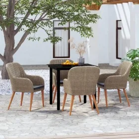 Juego de comedor de jardín 5 piezas con cojines marrón by , Garden sets - Ref: Foro24-3099512, Price: 537,76 €, Discount: %