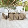 Juego de comedor de jardín 9 piezas y cojines marrón by , Garden sets - Ref: Foro24-3099552, Price: 1,00 €, Discount: %
