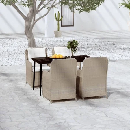 Juego de comedor de jardín 5 piezas con cojines marrón von , Gartensets - Ref: Foro24-3099567, Preis: 700,38 €, Rabatt: %