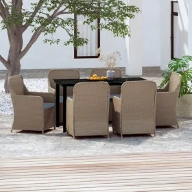 Juego de comedor para jardín 7 piezas con cojines marrón von , Gartensets - Ref: Foro24-3099538, Preis: 953,87 €, Rabatt: %