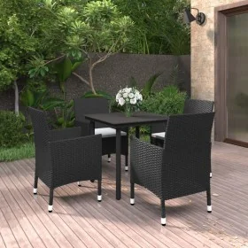 Set comedor de jardín 5 pzas y cojines ratán sintético y vidrio von , Gartensets - Ref: Foro24-3099680, Preis: 319,39 €, Raba...