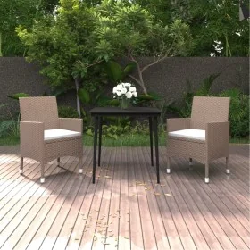 Set comedor de jardín 3 pzas y cojines ratán sintético y vidrio von , Gartensets - Ref: Foro24-3099751, Preis: 230,70 €, Raba...