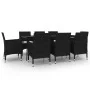 Set comedor de jardín 9 pzas y cojines ratán sintético y vidrio von , Gartensets - Ref: Foro24-3099732, Preis: 705,21 €, Raba...