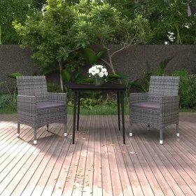 Set comedor de jardín 3 pzas y cojines ratán sintético y vidrio by , Garden sets - Ref: Foro24-3099739, Price: 225,70 €, Disc...