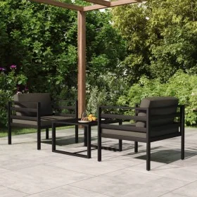 Set muebles de jardín 3 pzas y cojines aluminio gris antracita by , Garden sets - Ref: Foro24-3107780, Price: 531,53 €, Disco...