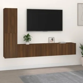 Set de muebles para TV 4 pzas madera contrachapada marrón roble by , TV Furniture - Ref: Foro24-3114317, Price: 130,70 €, Dis...
