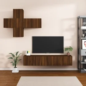 Set de muebles de TV 7 pzas madera contrachapada marrón roble de , Muebles TV - Ref: Foro24-3114509, Precio: 191,33 €, Descue...