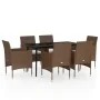 Juego de comedor de jardín 7 piezas con cojines marrón y negro von , Gartensets - Ref: Foro24-3099326, Preis: 510,69 €, Rabat...
