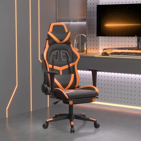 Silla gaming con reposapiés cuero sintético negro naranja by , Gaming chairs - Ref: Foro24-3143682, Price: 124,92 €, Discount: %