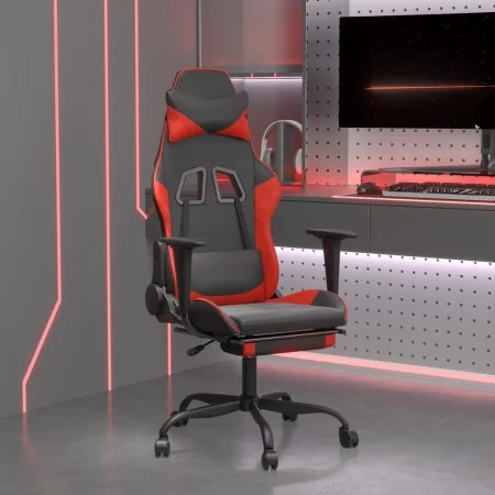 Silla gaming con reposapiés cuero sintético negro rojo by , Gaming chairs - Ref: Foro24-3143654, Price: 118,40 €, Discount: %