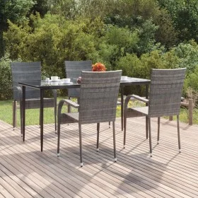 Juego de comedor para jardín 5 piezas ratán sintético gris by , Garden sets - Ref: Foro24-3156676, Price: 324,78 €, Discount: %
