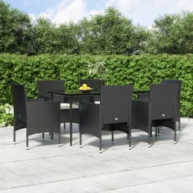 Juego de comedor de jardín 7 piezas con cojines negro von , Gartensets - Ref: Foro24-3156617, Preis: 511,93 €, Rabatt: %