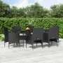 Juego de comedor de jardín 7 piezas con cojines negro de , Conjuntos de jardín - Ref: Foro24-3156617, Precio: 513,28 €, Descu...