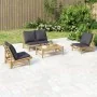 Set de muebles de jardín 4 piezas bambú con cojines gris oscuro de , Conjuntos de jardín - Ref: Foro24-3156480, Precio: 417,2...