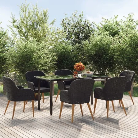 Juego de comedor de jardín 7 piezas con cojines negro de , Conjuntos de jardín - Ref: Foro24-3156719, Precio: 756,42 €, Descu...