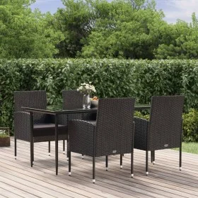 Set de muebles jardín 5 pzas con cojines ratán sintético negro by , Garden sets - Ref: Foro24-3156786, Price: 390,13 €, Disco...