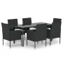 Set de comedor de jardín 7 pzas y cojines ratán sintético negro von , Gartensets - Ref: Foro24-3156767, Preis: 386,38 €, Raba...