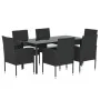 Set de comedor de jardín 7 pzas y cojines ratán sintético negro von , Gartensets - Ref: Foro24-3156767, Preis: 386,38 €, Raba...