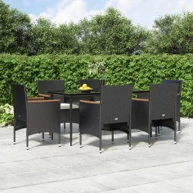 Juego de comedor de jardín 7 piezas con cojines negro by , Garden sets - Ref: Foro24-3156641, Price: 490,36 €, Discount: %