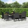 Juego de comedor de jardín 7 piezas con cojines negro de , Conjuntos de jardín - Ref: Foro24-3156641, Precio: 493,57 €, Descu...