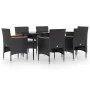 Juego de comedor de jardín 7 piezas con cojines negro de , Conjuntos de jardín - Ref: Foro24-3156641, Precio: 493,57 €, Descu...