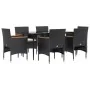 Juego de comedor de jardín 7 piezas con cojines negro de , Conjuntos de jardín - Ref: Foro24-3156641, Precio: 493,57 €, Descu...