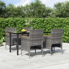 Juego de comedor para jardín 5 piezas con cojines gris y negro by , Garden sets - Ref: Foro24-3156636, Price: 411,42 €, Disco...