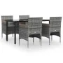 Juego de comedor para jardín 5 piezas con cojines gris y negro von , Gartensets - Ref: Foro24-3156636, Preis: 397,06 €, Rabat...