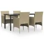 Juego de comedor de jardín 5 piezas con cojines beige y negro von , Gartensets - Ref: Foro24-3156608, Preis: 391,97 €, Rabatt: %