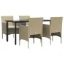 Juego de comedor de jardín 5 piezas con cojines beige y negro von , Gartensets - Ref: Foro24-3156608, Preis: 391,97 €, Rabatt: %