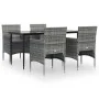 Juego de comedor para jardín 5 piezas con cojines gris y negro von , Gartensets - Ref: Foro24-3156620, Preis: 408,97 €, Rabat...