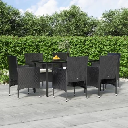 Juego de comedor de jardín 7 piezas con cojines negro by , Garden sets - Ref: Foro24-3156601, Price: 509,81 €, Discount: %