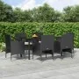 Juego de comedor de jardín 7 piezas con cojines negro by , Garden sets - Ref: Foro24-3156601, Price: 509,81 €, Discount: %