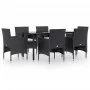 Juego de comedor de jardín 7 piezas con cojines negro by , Garden sets - Ref: Foro24-3156601, Price: 509,81 €, Discount: %