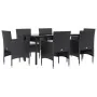 Juego de comedor de jardín 7 piezas con cojines negro by , Garden sets - Ref: Foro24-3156601, Price: 509,81 €, Discount: %