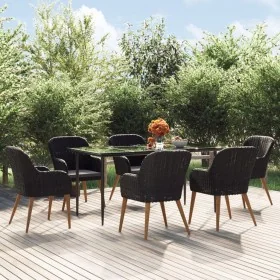 Juego de comedor de jardín 7 piezas con cojines negro by , Garden sets - Ref: Foro24-3156727, Price: 730,73 €, Discount: %