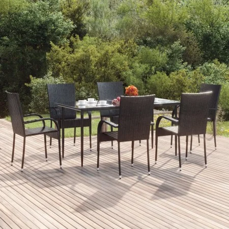 Juego de comedor de jardín 7 piezas ratán sintético negro by , Garden sets - Ref: Foro24-3156669, Price: 461,45 €, Discount: %