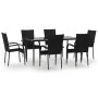 Juego de comedor de jardín 7 piezas ratán sintético negro by , Garden sets - Ref: Foro24-3156669, Price: 461,45 €, Discount: %
