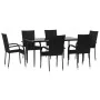 Juego de comedor de jardín 7 piezas ratán sintético negro by , Garden sets - Ref: Foro24-3156669, Price: 461,45 €, Discount: %