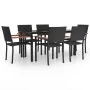 Juego de comedor de jardín 7 piezas ratán sintético negro de , Conjuntos de jardín - Ref: Foro24-3156681, Precio: 465,50 €, D...