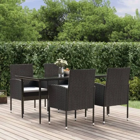 Set de muebles jardín 5 pzas con cojines ratán sintético negro by , Garden sets - Ref: Foro24-3156778, Price: 312,65 €, Disco...
