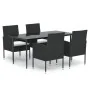 Set de muebles jardín 5 pzas con cojines ratán sintético negro by , Garden sets - Ref: Foro24-3156778, Price: 312,65 €, Disco...