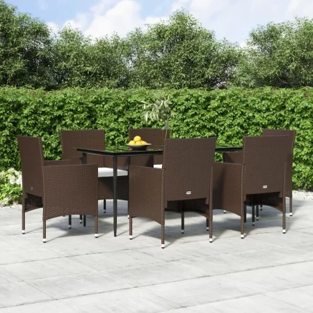 Juego de comedor de jardín 7 piezas con cojines marrón y negro von , Gartensets - Ref: Foro24-3156629, Preis: 548,15 €, Rabat...