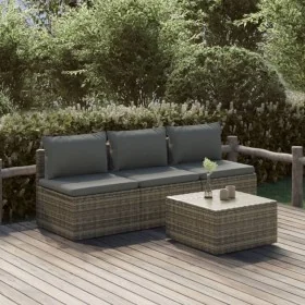 Set de muebles de jardín 4 pzas y cojines ratán sintético gris by , Garden sets - Ref: Foro24-3157368, Price: 354,89 €, Disco...