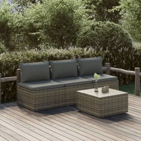Set de muebles de jardín 4 pzas y cojines ratán sintético gris von , Gartensets - Ref: Foro24-3157368, Preis: 354,89 €, Rabat...