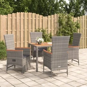 Set comedor de jardín 5 piezas con cojines ratán sintético gris by , Garden sets - Ref: Foro24-3157548, Price: 545,24 €, Disc...
