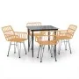 Juego de comedor de jardín 5 piezas ratán sintético von , Gartensets - Ref: Foro24-3157846, Preis: 364,78 €, Rabatt: %