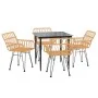 Juego de comedor de jardín 5 piezas ratán sintético von , Gartensets - Ref: Foro24-3157846, Preis: 364,78 €, Rabatt: %